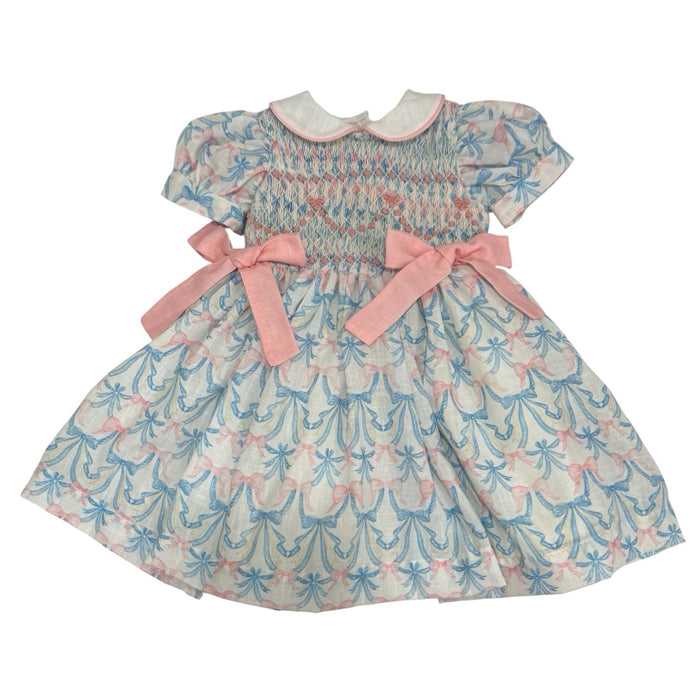 PREORDER Nathalie Bows Blue and Pink Coquette Handsmocked (SHIPS DECEMBER 2026)