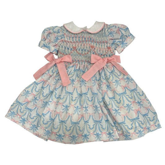 PREORDER Nathalie Bows Blue and Pink Coquette Handsmocked (SHIPS DECEMBER 2026)
