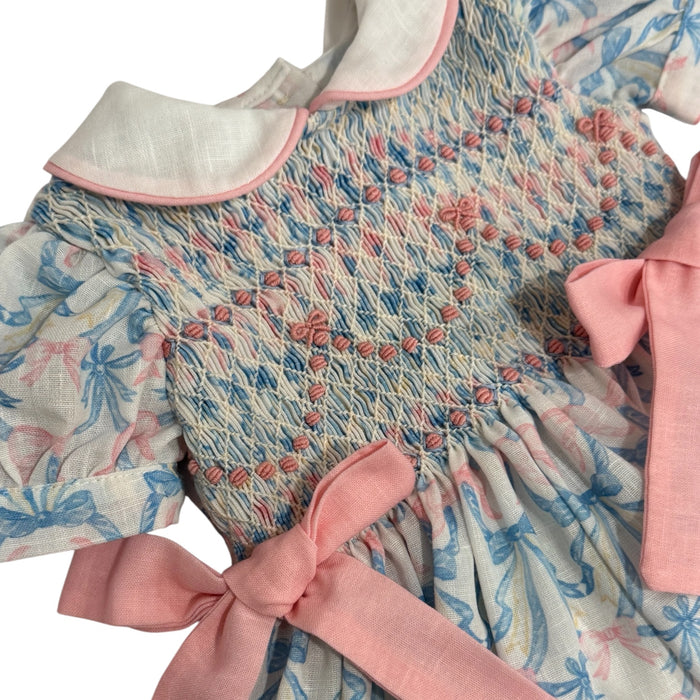 PREORDER Nathalie Bows Blue and Pink Coquette Handsmocked (SHIPS DECEMBER 2026)