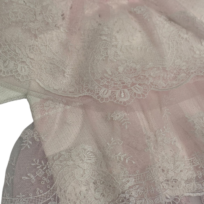 Close-up of delicate pink lace detailing on Sisi Tulle Pink Knitted Set