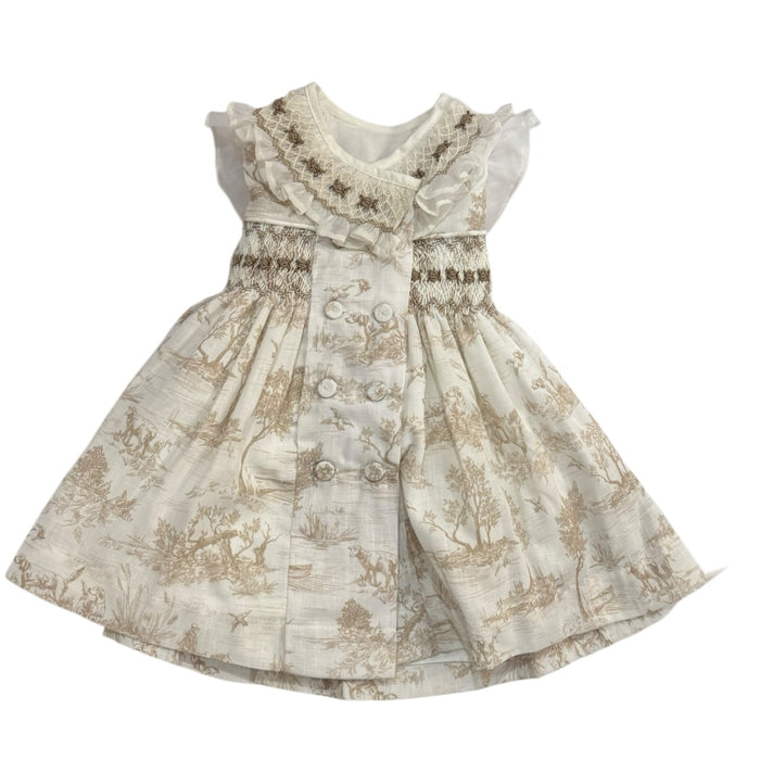 PREORDER TPWC Flower Girl Beige Toile Dress (SHIPS SEPTEMBER)