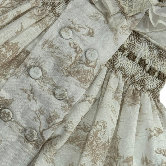 PREORDER TPWC Flower Girl Beige Toile Dress (SHIPS SEPTEMBER)