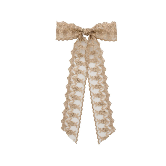 Princess Lace Long Bow Clip Gold