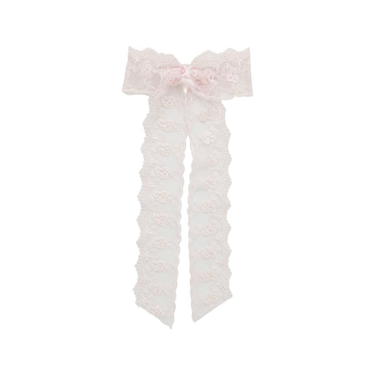 Princess Lace Long Bow Clip Pink