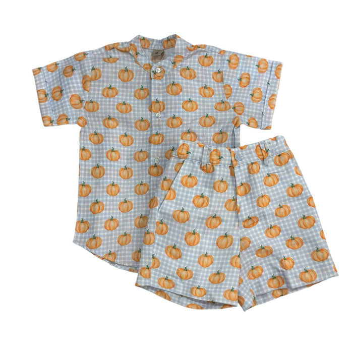 Pumpkin Button Shirt Boy 2-PC set