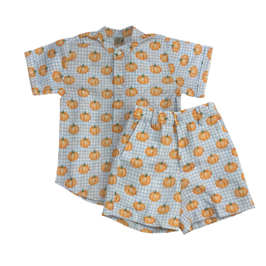 Pumpkin Button Shirt Boy 2-PC set