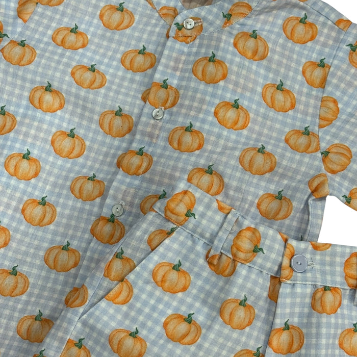 Pumpkin Button Shirt Boy 2-PC set
