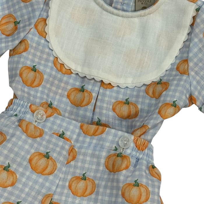 Pumpkin Embroidered Boy 2-PC set