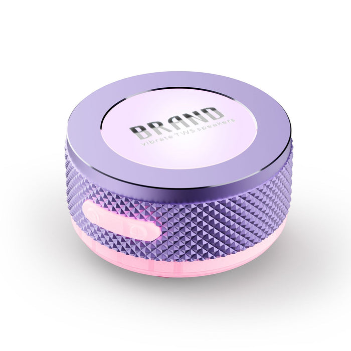 Purple Bone Conduction Vibration Bluetooth Speaker - TWS Stereo, LED, Surface Sound