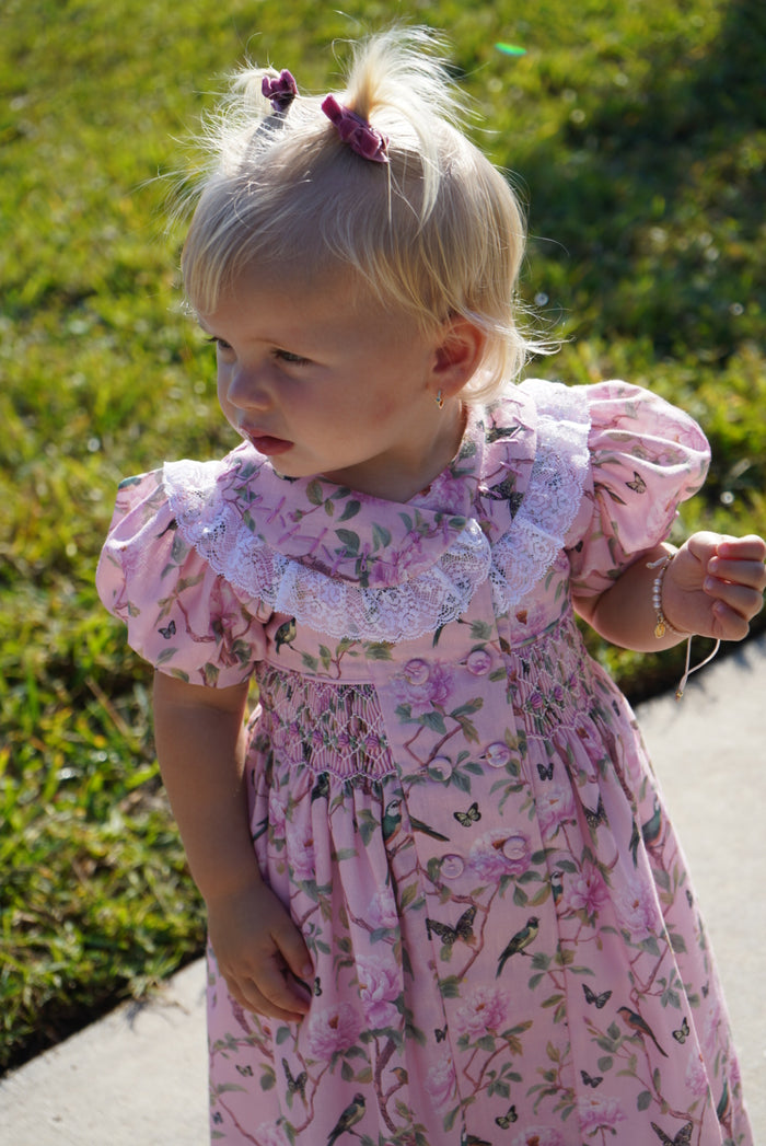 Ramona Birds Pink Handsmocked Dress