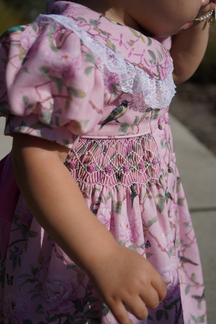 Ramona Birds Pink Handsmocked Dress