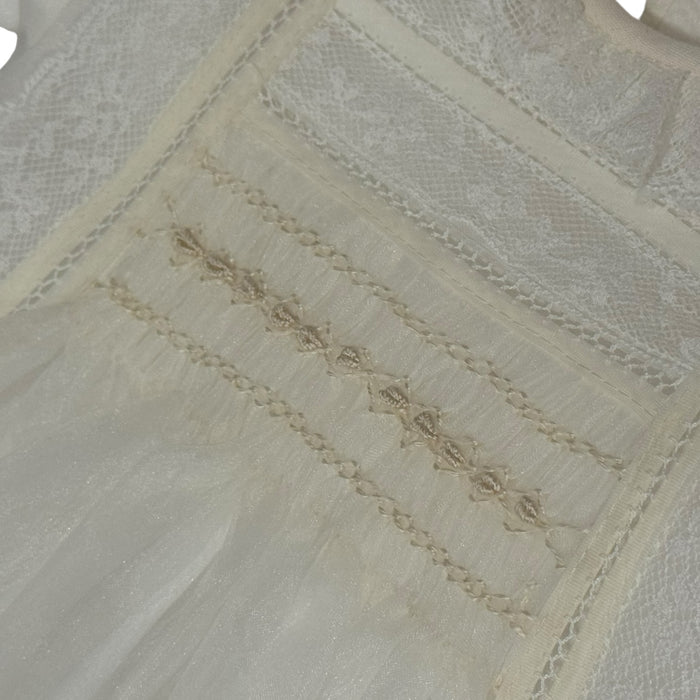 Regina Boy Long Sleeves Ivory Handsmocked Romper with Bonnet