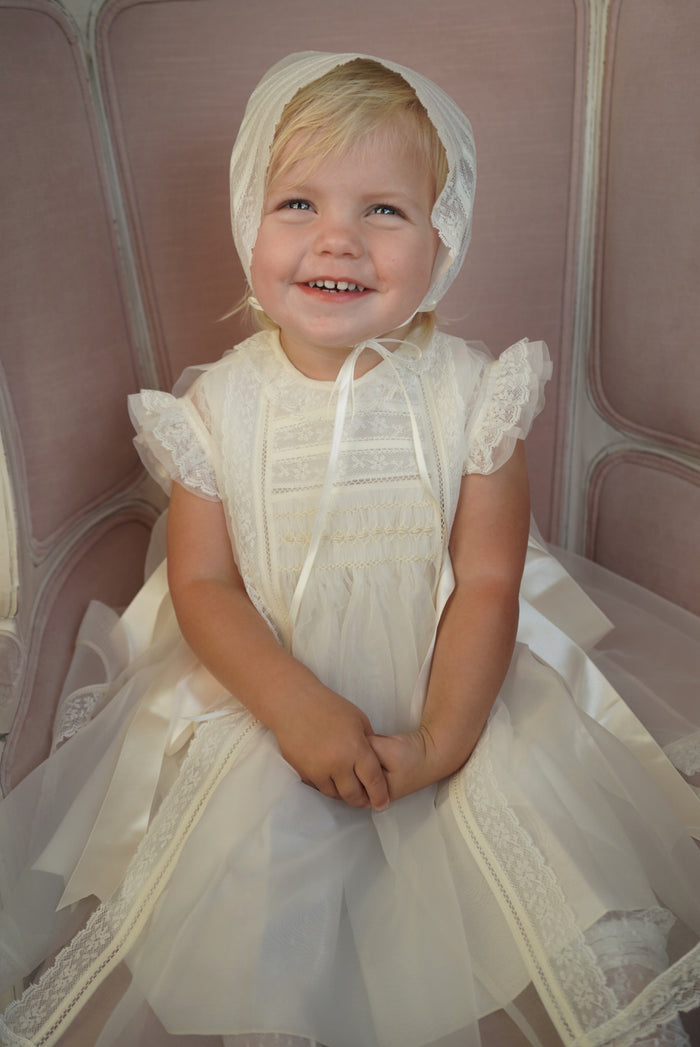 Regina Luxe Ivory 2-piece Handsmocked Dress