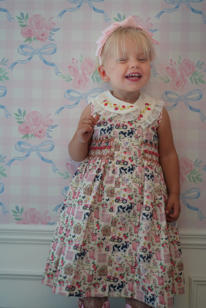 Girl wearing Renata Countryside Chic Handsmocked Dress