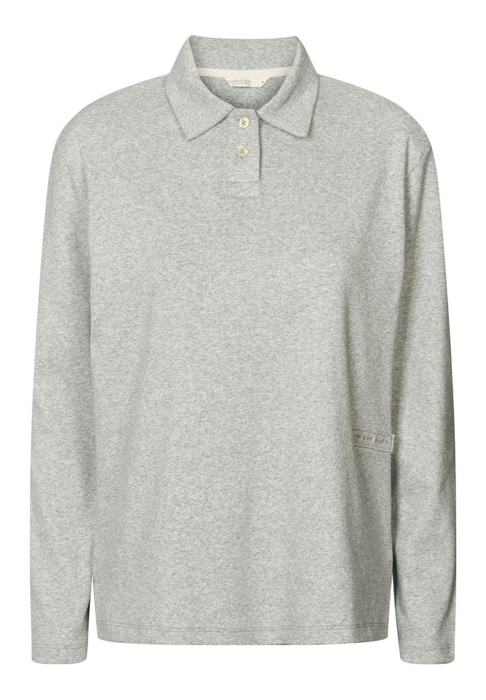 Rethinkit Rib Polo LS Elevate T-Shirt 0105 grey melange