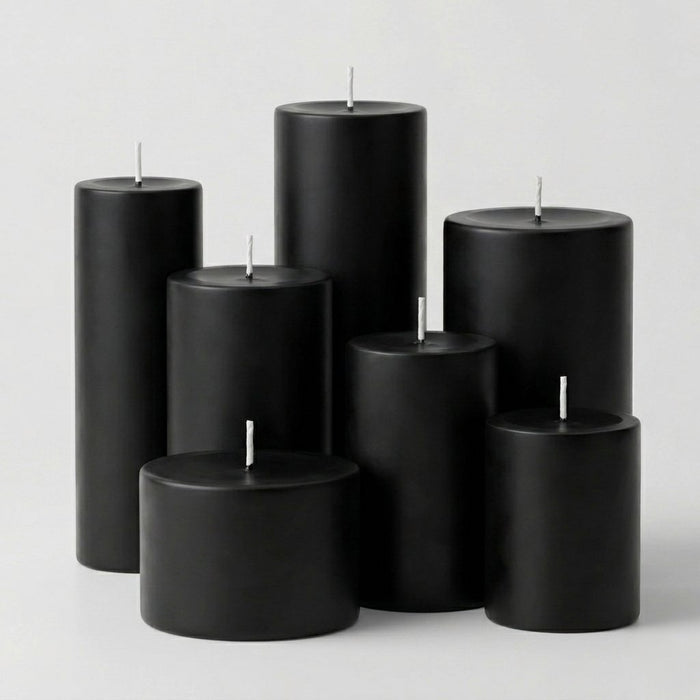 Richland 4" x 4" Black Pillar Candles Set of 6