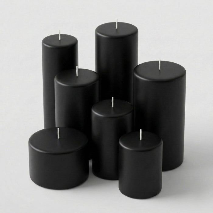 Richland 4" x 4" Black Pillar Candles Set of 6