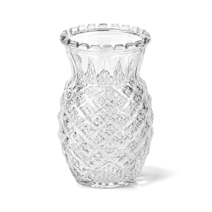 Clear Pineapple Glass Bud Vase with a textured geometric pattern