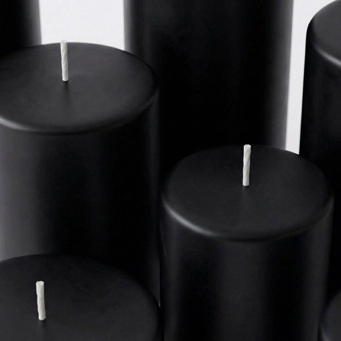 Richland Pillar Candles 3"x3", 3"x6" & 3"x9" Black Set of 36