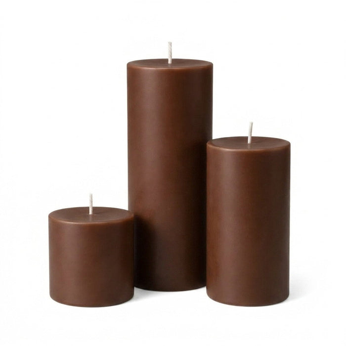 Richland Pillar Candles 3"x3", 3"x6" & 3"x9" Brown Set of 18