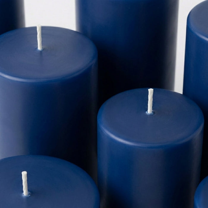 Richland Pillar Candles 3"x3", 3"x6" & 3"x9" Navy Blue Set of 12