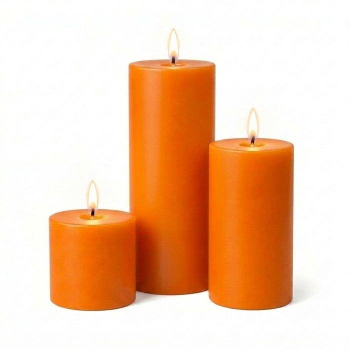 Richland Pillar Candles 3"x3", 3"x6" & 3"x9" Orange Set of 3