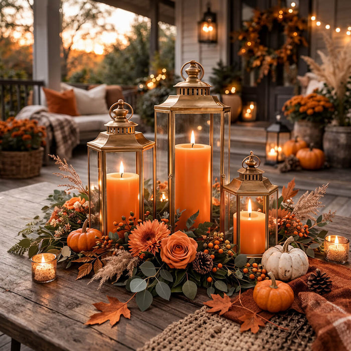 Richland Pillar Candles 3"x3", 3"x6" & 3"x9" Orange Set of 3