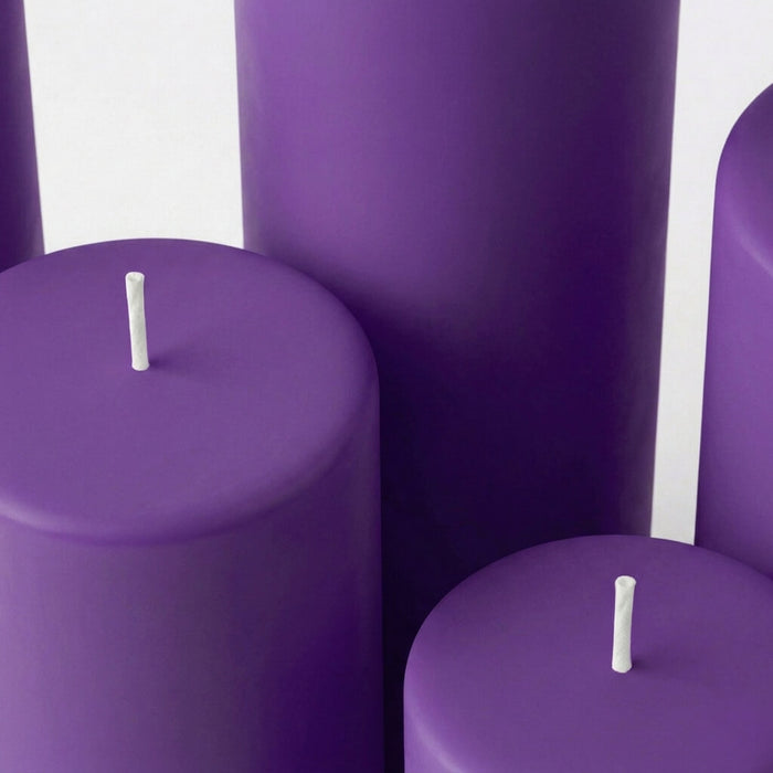 Richland Pillar Candles 3"x3", 3"x6" & 3"x9" Purple Set of 18