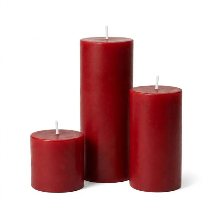 Richland Pillar Candles 3"x3", 3"x6" & 3"x9" Red Set of 12
