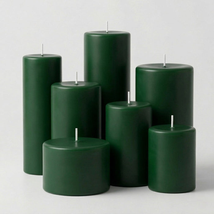 Richland Pillar Candles 3"x3" Dark Green Set of 12
