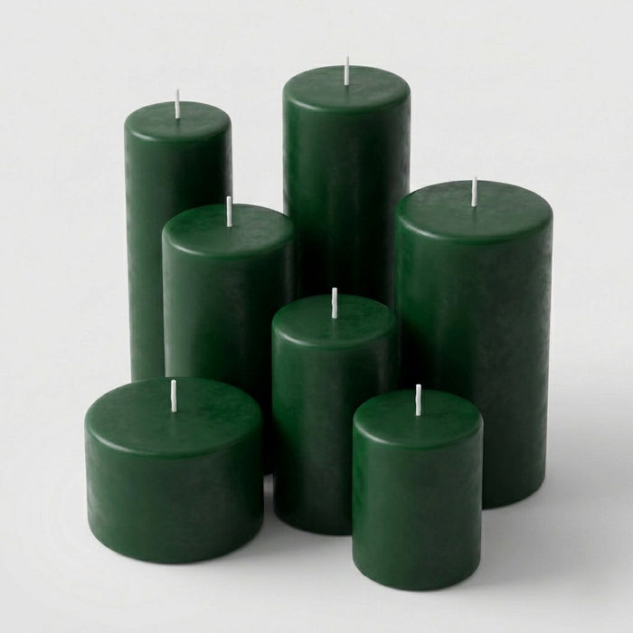 Richland Pillar Candles 3"x3" Dark Green Set of 12