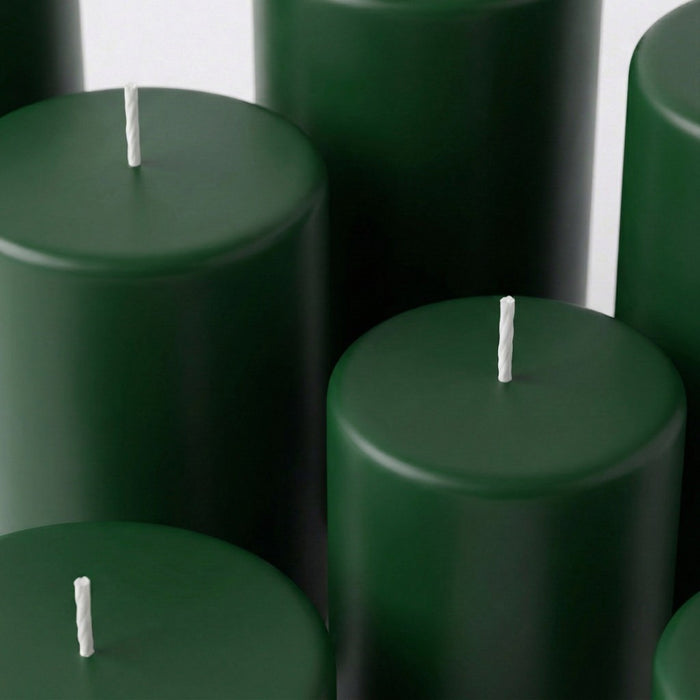 Richland Pillar Candles 3"x3" Dark Green Set of 12