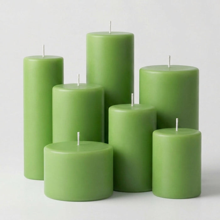 Richland Pillar Candles 3"x3" Green Set of 48
