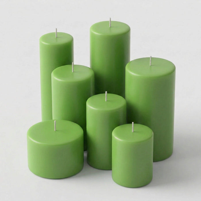 Richland Pillar Candles 3"x3" Green Set of 48