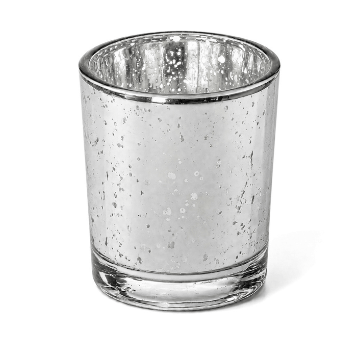 A Silver Mercury Votive Holder isolated on a plain white background
