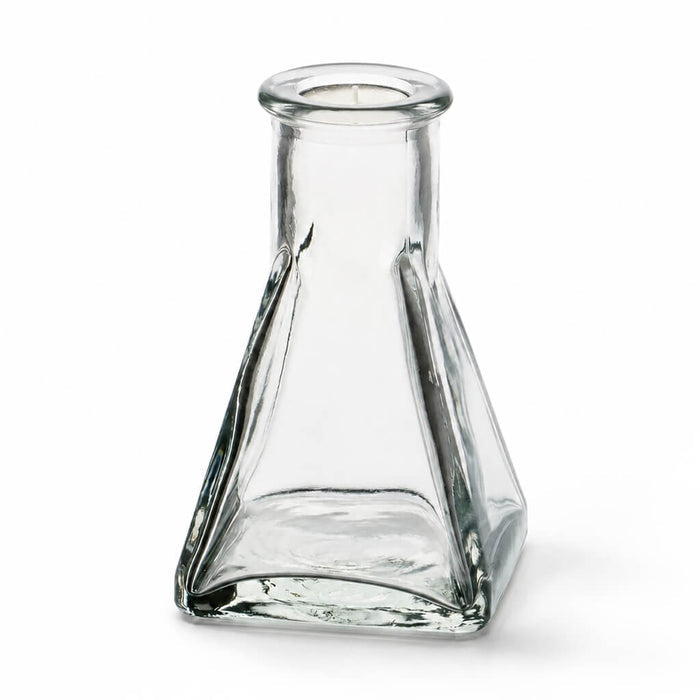 Tempe Bud Vase with a clear, flared glass body and a wide, square-shaped base