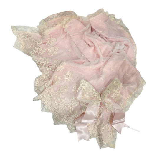 Roman Light Pink Lace Knitted Blanket