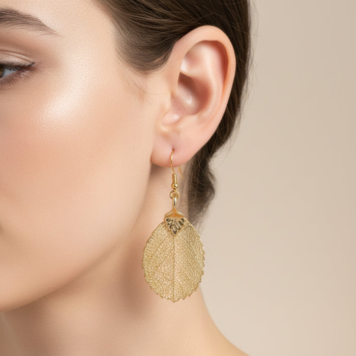 rose gold leaf earrings