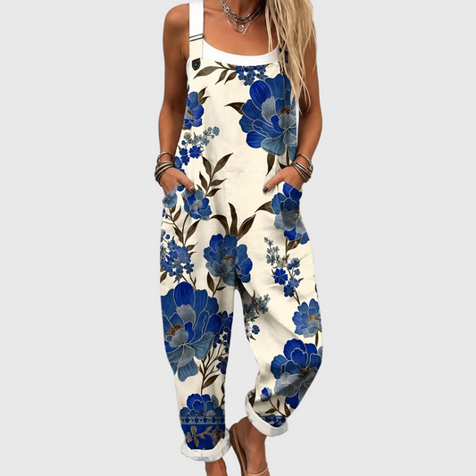 Royal Blue Floral Dungaree