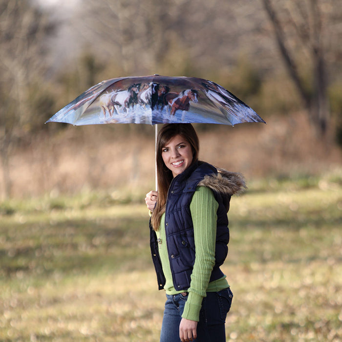 rush hour horses compact umbrella