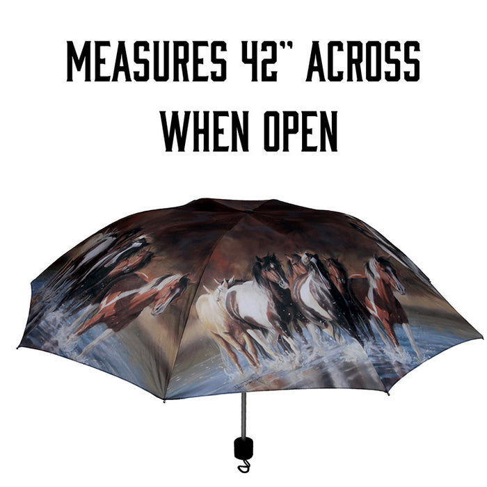 rush hour horses compact umbrella