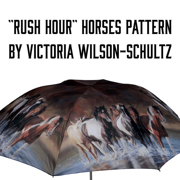 rush hour horses compact umbrella
