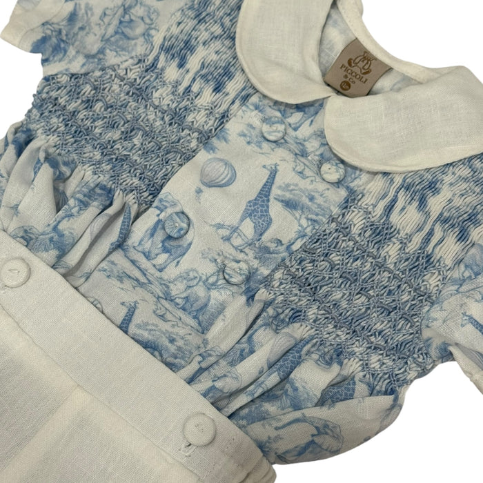 Safari Blue Handsmocked Boy Set