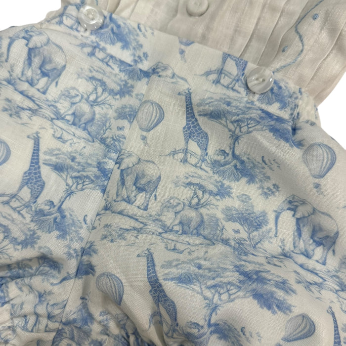 Safari Embroidered Blue Toile Boy 2-PC set
