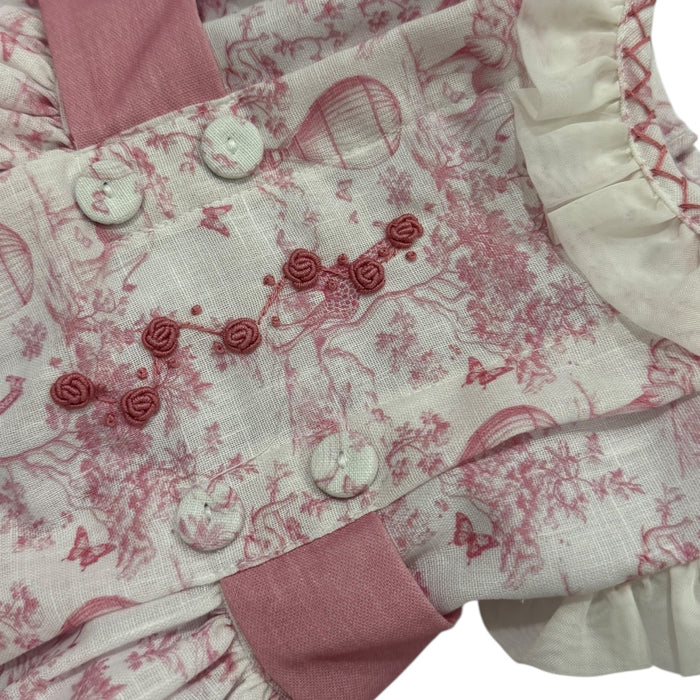 Safari Pink Toile Embroidered Dress