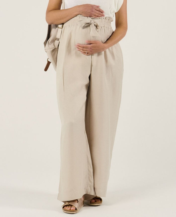 Sahel maternity twill smock pants - Beige