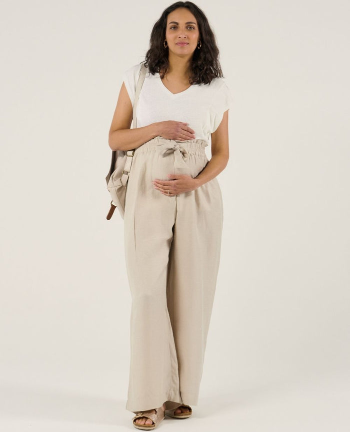 Sahel maternity twill smock pants - Beige