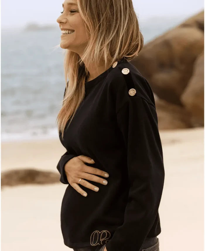 Sailor sweater of pregnancy Molene black - Pull