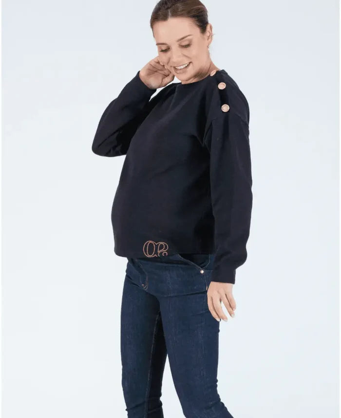 Sailor sweater of pregnancy Molene black - Pull
