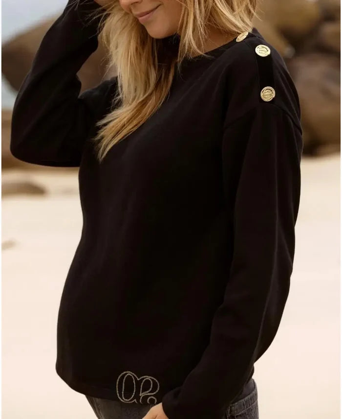 Sailor sweater of pregnancy Molene black - Pull